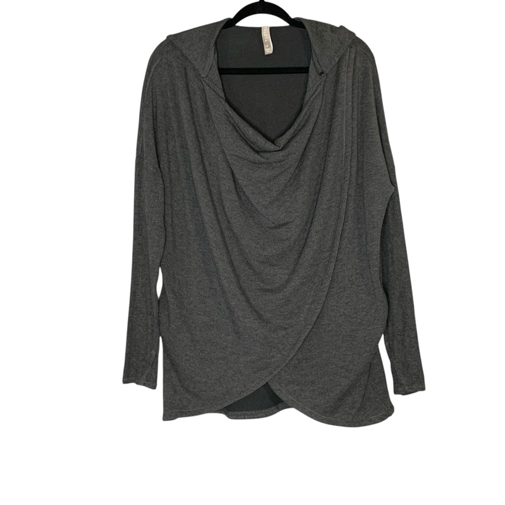 Athleta charcoal gray Purana Wrap Hoodie asymmetrical sweatshirt. Size M